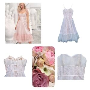 Vintage 1950s Lace & Netting Formal Cocktail Party Dress XXS